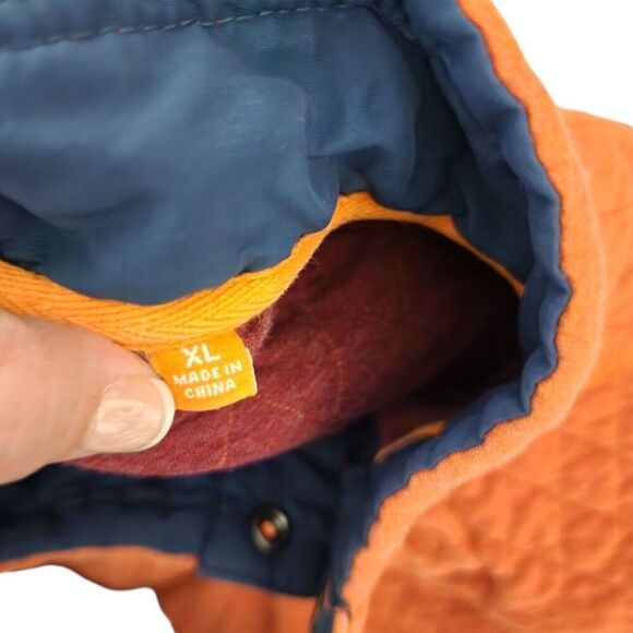 Orvis Quilted Pullover Sweatshirt 1/4 Button Mens Size XL Orange - Picture 6 of 8